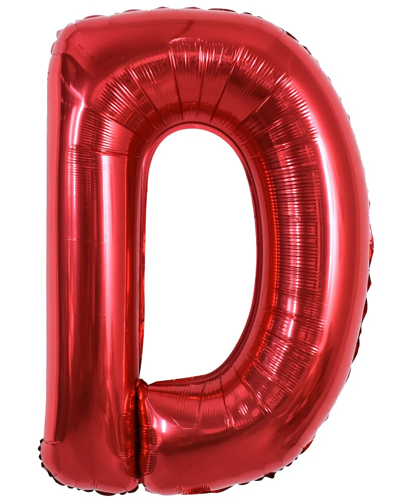 Toniful 40 Inch Large Bright Red Letter Balloons A-Z, Giant Jumbo Helium Foil Mylar Big Letter D Balloons For Birthday Party Ann