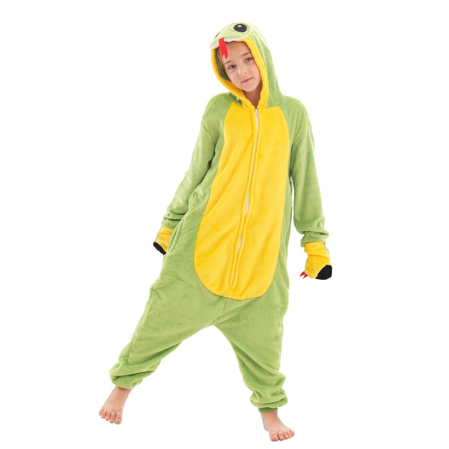 TYONMUJO Animal Onesie Costume for Kids Halloween Costumes for Girls Boys Cosplay Outfit Green Snake 110