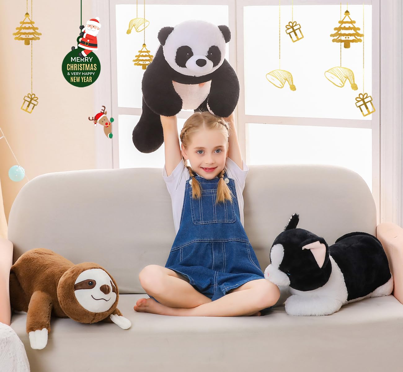Wepop 5Lb Weighted Stuffed Animals, 24In Big Cat Plush, Cute Soft Plushie Pillows For Adults Boys Girls