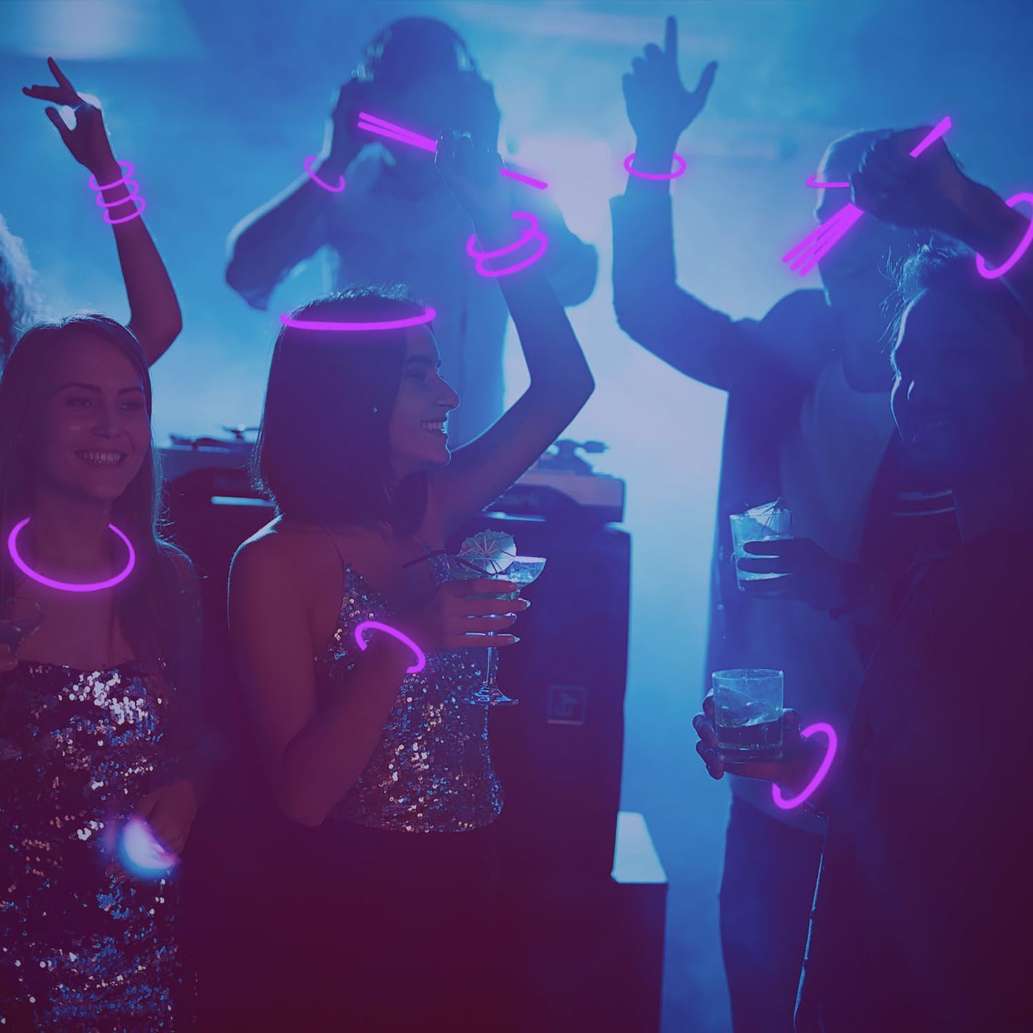Yofobu Purple Glow Sticks Light Up Bracelets Glow Necklaces With Connectors Bulk 50Ct 8' Glowsticks 4Th Of July Neon Party Supplies For New Year Christmas Valentine'S Day Mari Gars Wedding Birthday