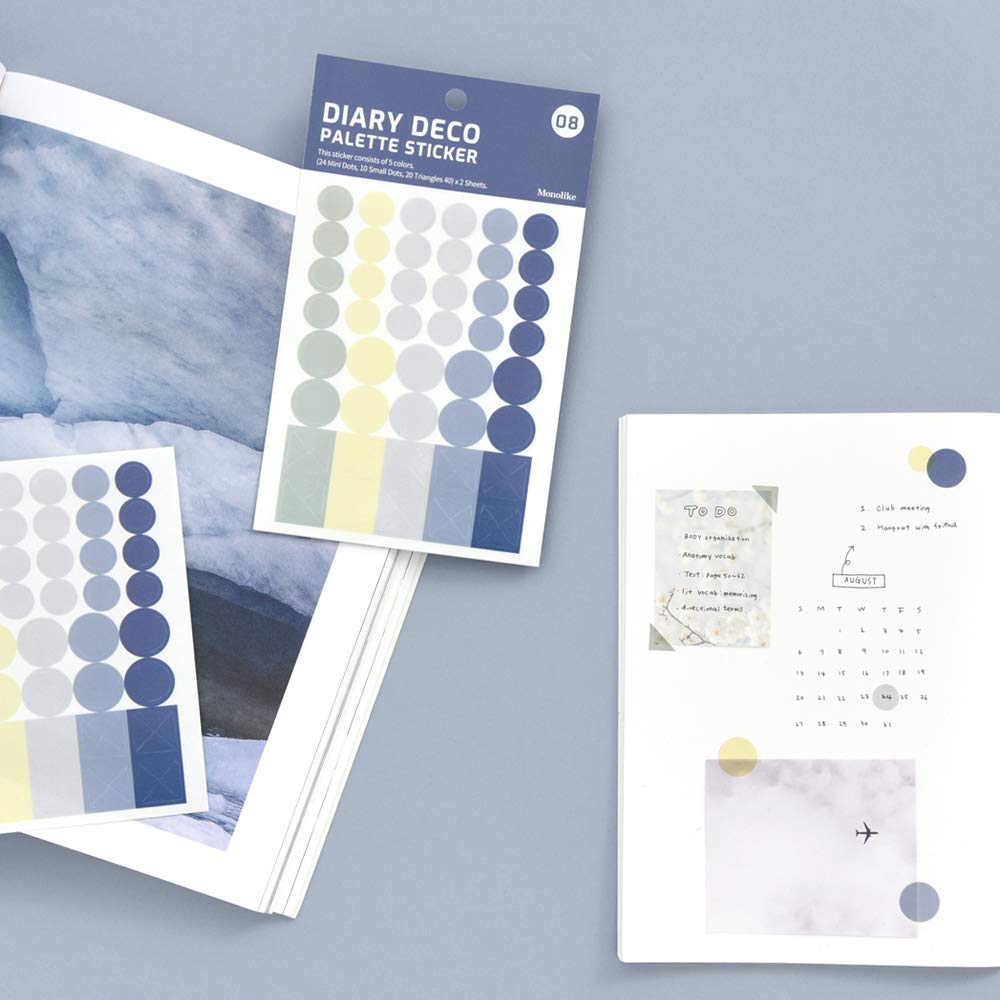 Monolike Diary Deco Palette Stickers Set - Solid Round Dot 24 Sets Of 12 Designs