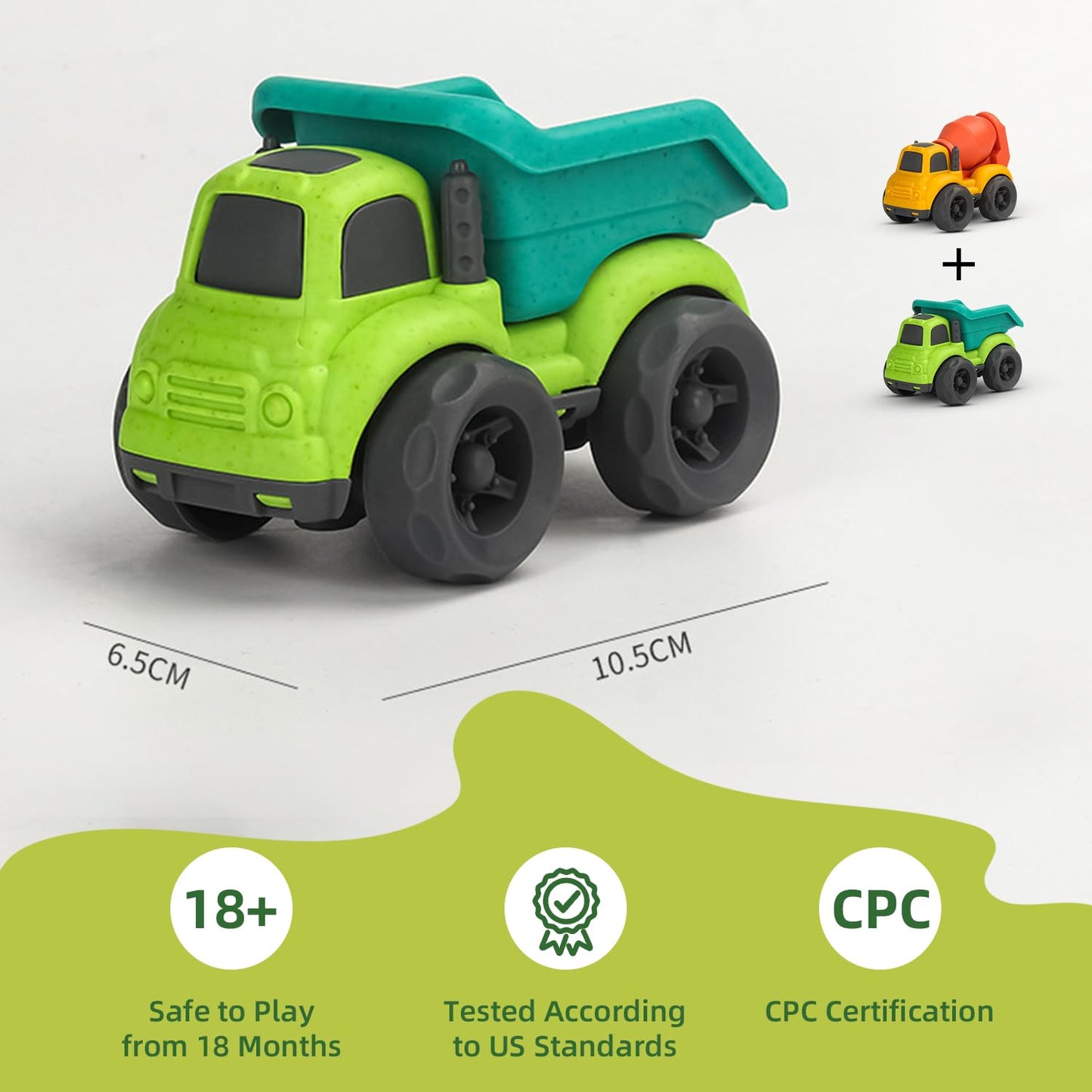 Aigitoy Toddler Car Toys for 1-3 Year Old, BPA Free, Phthalates Free, PVC, Dump Truck, Mixer Cement, Easter Christmas Birthday G