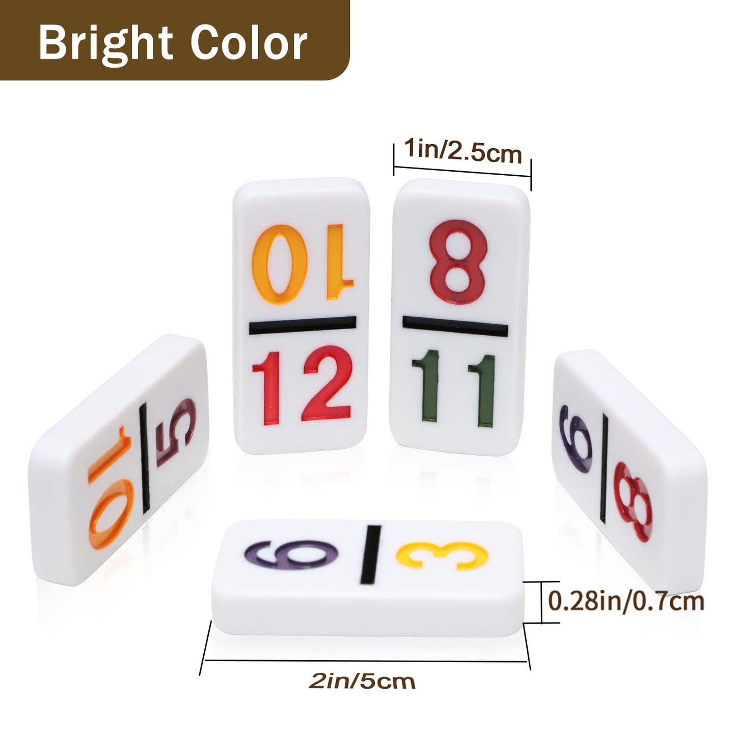 Mexican Train Dominoes Set With Numbers And 8 Wooden Trays/Racks, Double 12 Dominos Travel Set With 8 Tiles Holders, 91 Tiles Double 12 Colored Dominoes Game Set With Portable Case For Families Kids