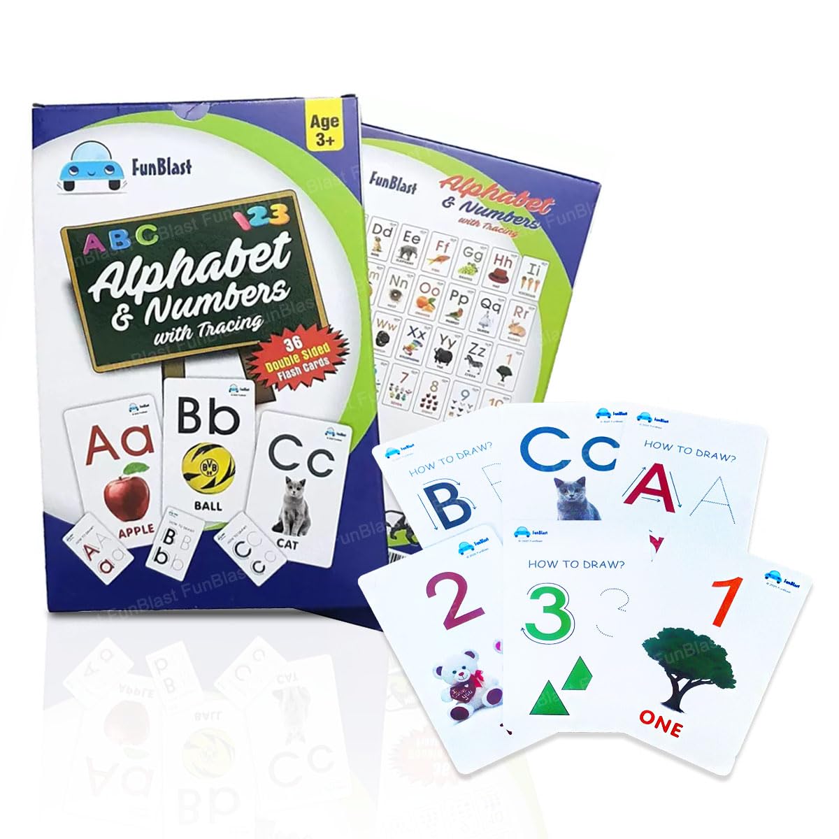 Funblast Alphabets Flash Cards For Kids Early Learning 26 Alphabet And 10 Numbers Flash Cards For Children, Letters, Numbers,