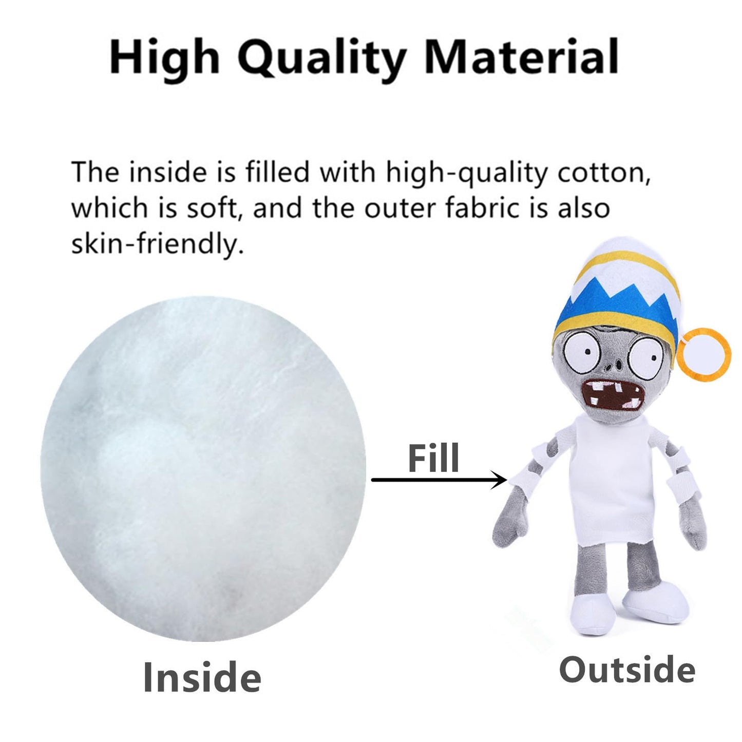 Jhesao 12'' Plants And Buckethead Zombies Plush Toys Normal Zombies Pvz Plushies 1 2 Stuffed Soft Doll Buckethead Zombies New