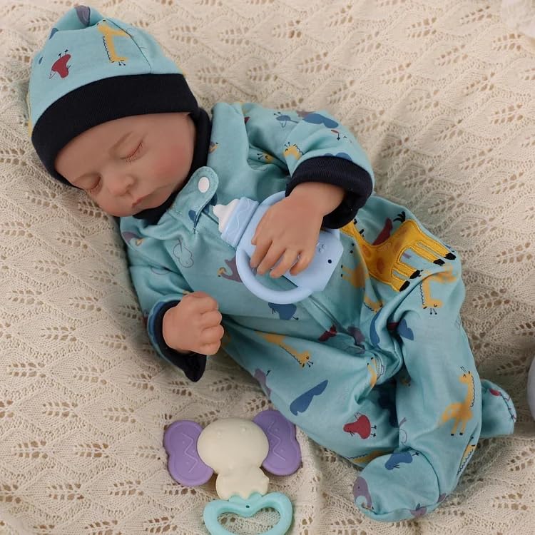 Babeside 2 Pcs Reborn Baby Doll Clothes With Hat For 17-22 Inch Dolls, Giraffe Baby Dolls Outfit Accessories Set Boys Baby Cloth