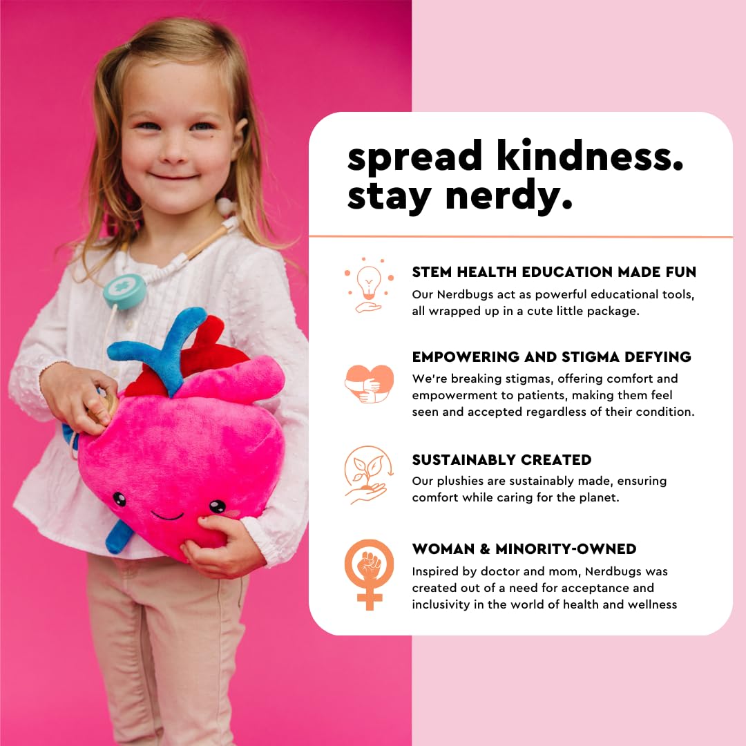 Nerdbugs Heart Plush - I Aorta To Tell You How Much I Love You!- Adorable, Cute And Funny Cardiology Heart Plush/ Health Educational Gift/ Heart Surgery Gift/ Heart Attack Gift