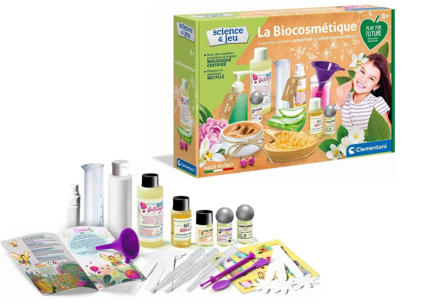 Clementoni - Science Lab-La Bio Cosmetique-Play For Future-Laboratory Child-Scientific Game-French Version, Made In Italy, 8 Years And More, 52487