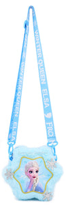 Frozen Elsa Plush Crossbody Shoulder Handbag in Snowflake Shape for Girls Kids Children - Blue