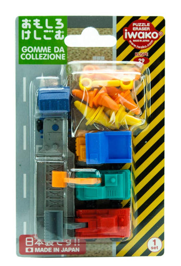 Iwako New Trailer Construction Machine Trucks Japanese Erasers Blister Set