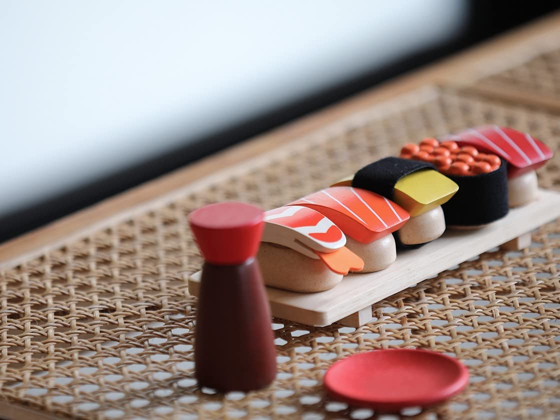 Plantoys Wooden Sushi Play Food Set - Sushi Play Set, Non-Toxic Wooden Sushi Set For Kids, Pretend Play