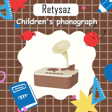Retysaz Kids Phonograph - 96 Cards Story Music Player, Musical Sensory Toy, Small, Brown, Model No.20230818D0001