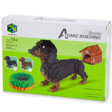 Bits And Pieces - Dachshund 3-D Block Puzzle - Dog Breed Building Blocks - 898 Piece Construction Model Set