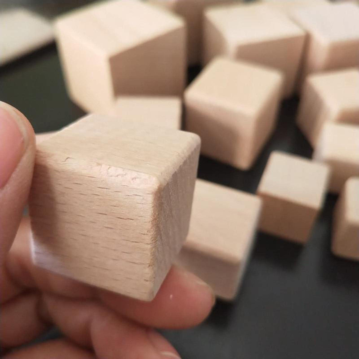 Trendivibe Natural Wooden Block Kids Toy Building Cubes Math Teaching Aid Diy Crafts