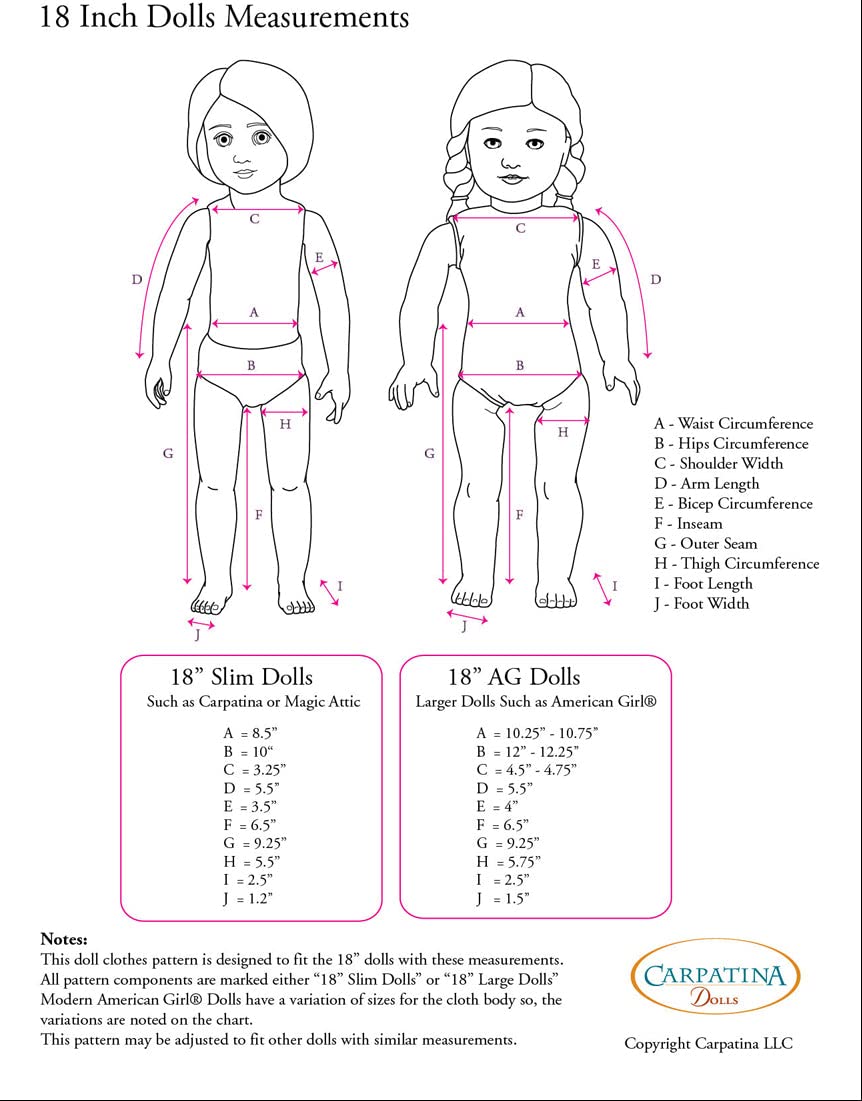 Hanfu Chinese Dress And Kimono Pattern Multi-Sized For 18'' American Girl Dolls And For 18'' Slim Carpatina Dolls