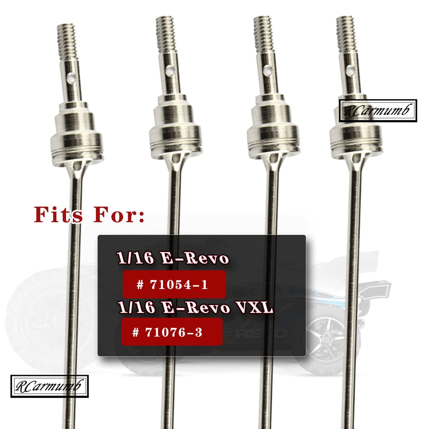 Rcarmumb Drive Shaft CVD Upgrades Part for 1/16 e-revo #7151X, 4pcs Front Rear Harden Steel #45 Upgrades Parts Hop-up,Silver