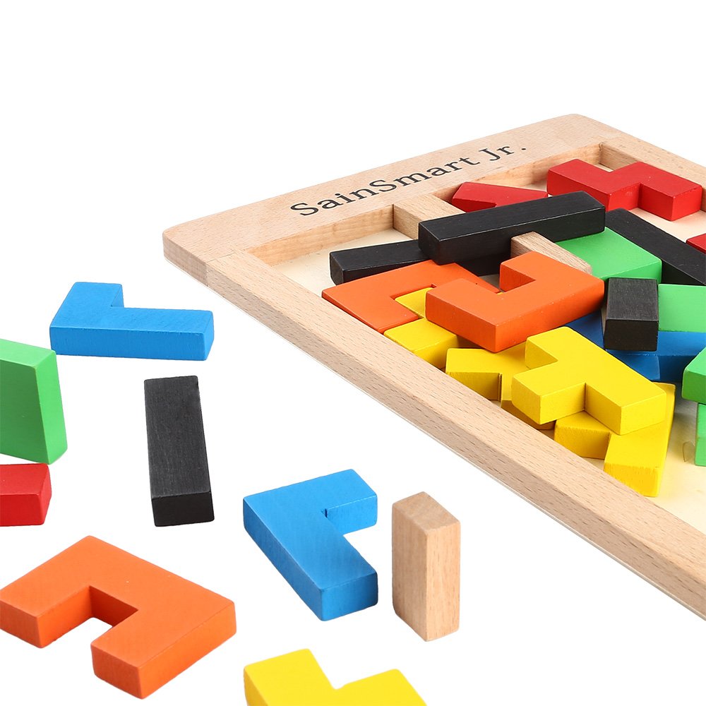 Sainsmart Jr. Wooden Tangram Puzzle, Educational Block Toy For Kid Toddler Preschooler (40 Pcs)