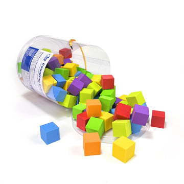 Pairez Toys Foam Counting Blocks 105 Pieces 1 Inch Soft Rainbow Math Counters Cubes Math Manipulatives Preschool Classroom Learning Supplies Stacking Blocks for Kids Ages 3+