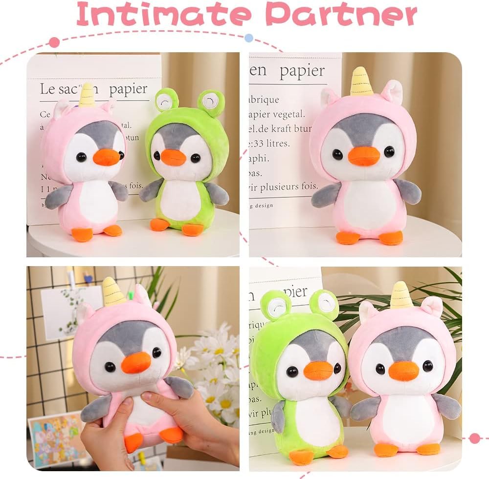 Cute Duck/Penguin Stuffed Animal in Costume Adorable Plushies Wearing Outfit Plush Toys Great for Kids and Lovers Stuffed Penguin Animals 10 Inch (Unicorn)