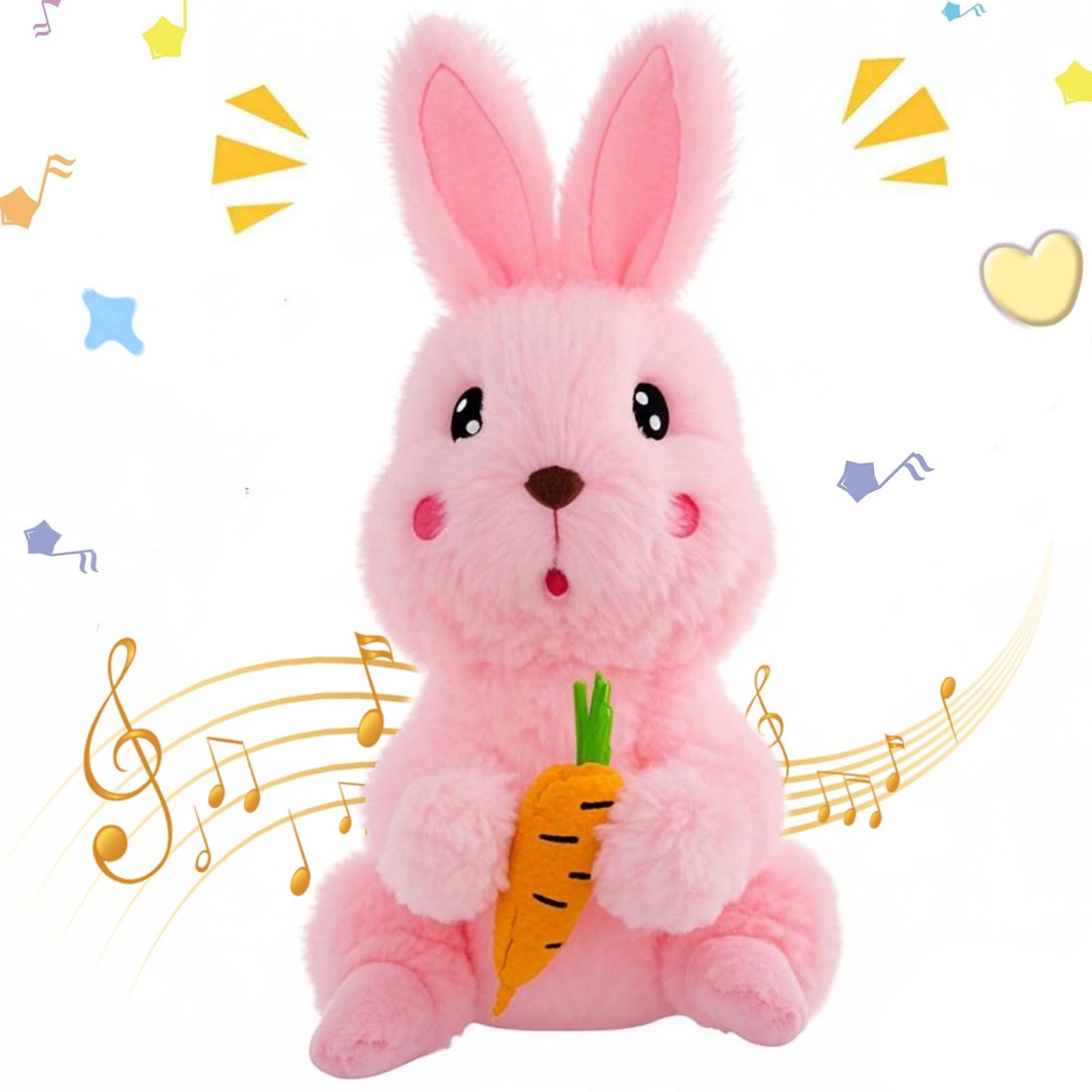 Emoin Bunny Plush Baby Toys, Singing Dancing 9'' Bunny Stuffed Animal, Interactive Rabbit Plush Crying Bunny Don'T Take His Carr
