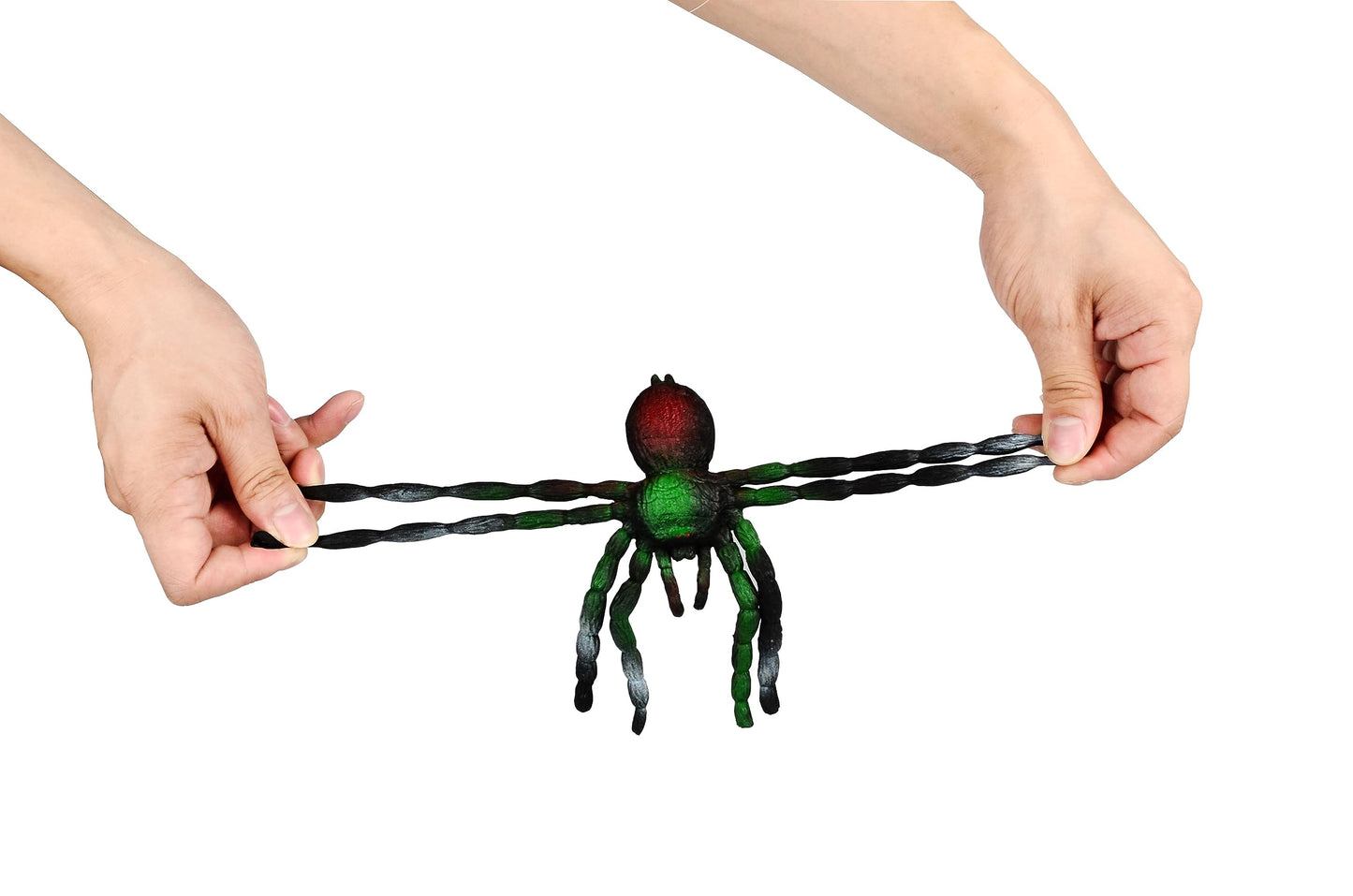 Bohs Jiggly Spider Mom And Spiderlings - Stretch & Squeeze - 4-Piece Rubber Realistic Big Soft - Halloween Squishy Toy - Prank Bugs