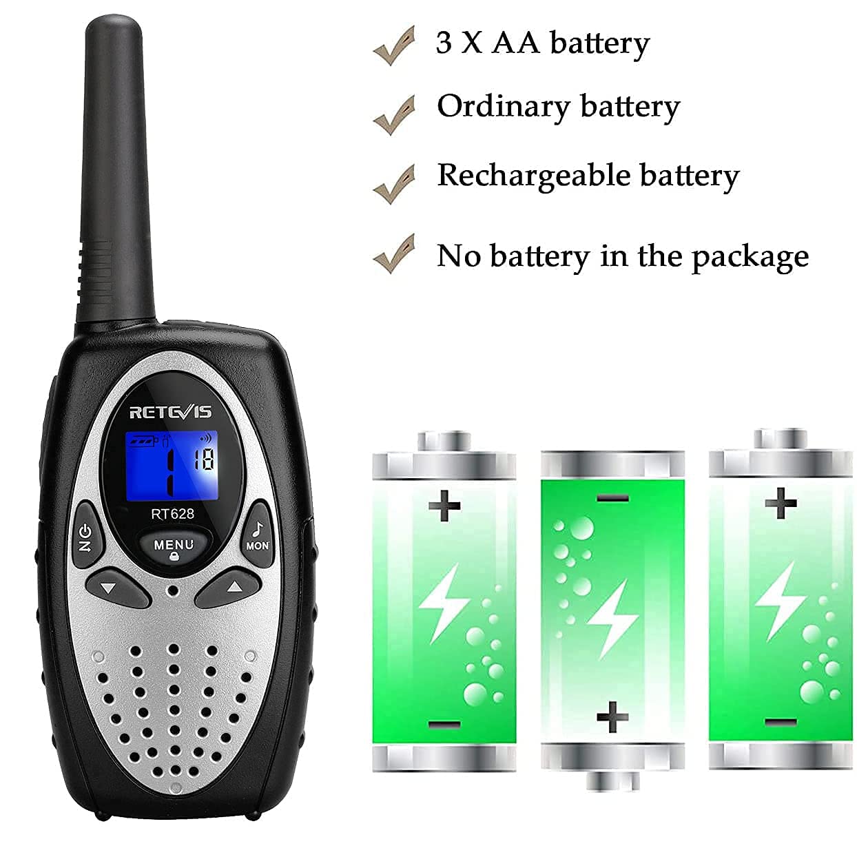 Retevis Rt628 Walkie Talkies For Kids,Toy Gifts For 6-12 Year Old Boys Girls,Kid Gifts Walkie Talkie For Adults Outdoor Camping Hiking(Silvery 1 Pair)