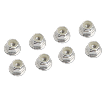GDOOL 8PCS Flange M4 Lock Nuts Serrated Nylon Self-Tightening Aluminum M4 Wheel Hardware for Axial HPI TLR ECX Model RC Car Vehi