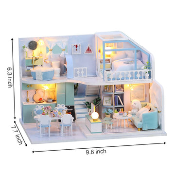 Gudoqi Diy Miniature Dollhouse Kit, Tiny House Kit With Furniture, Miniature House Kit 1:24 Scale, Great Gift For Birthday Easte