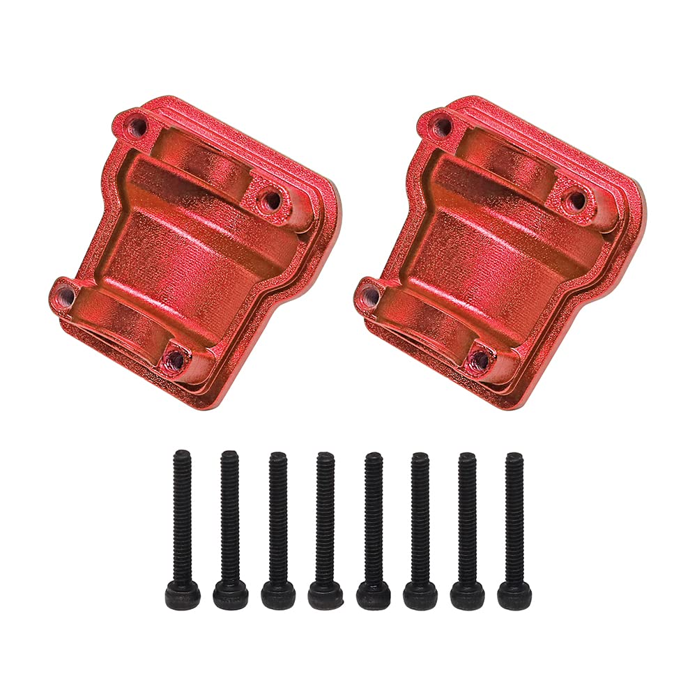 GTHELE Aluminum Diff Cover Front&Rear Bridge Axle Cover for Traxxas 1/18 TRX4M Upgrade Parts RC Crawler Car (Red)