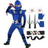 Satkull Blue Ninja Costume For Kids Ninja Deluxe Costumes Set With Ninjas Accessories For Boy Dress Up(Kids-S-4T/5T Blue)