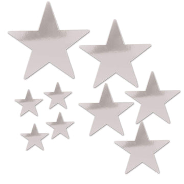 Beistle Beistle , 18 Piece Packaged Foil Star Cutouts, Assorted Sizes (Silver), Assorted Sizes, Silver