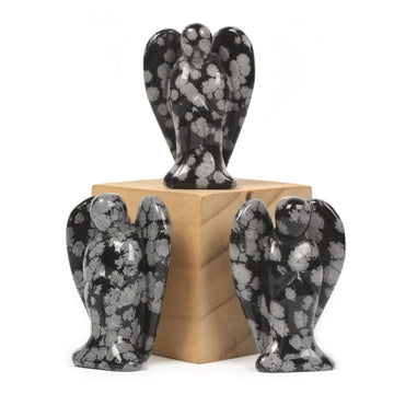 Justinstones Carved Snowflake Obsidian Gemstone Peace Angel Pocket Guardian Angelhealing Statue 2 Inch