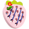 NAODONGLI Wooden Lacing Toys - Strawberry Color, Medium Size, Montessori Educational Puzzle for Toddlers 1-3 Years Old