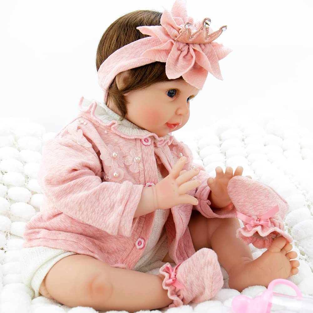 Milidool Reborn Baby Dolls Girl, 22 Inch Lifelike Realistic Baby Girl Doll That Look Real Baby Doll Silicone Newborn Baby Doll Packaged With Feeding Toy Accessories Set,Gift For Grandma And Kids 3+