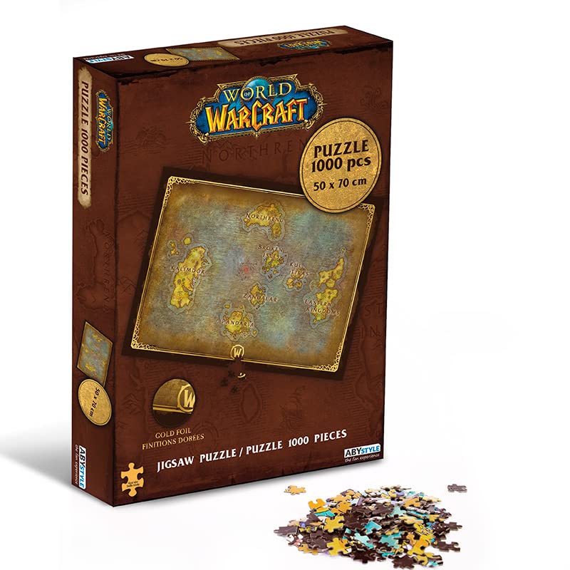 ABYSTYLE World of Warcraft Azeroth's Map Jigsaw Puzzle 1000 Pcs - Cardstock, Family-Friendly Activity, Ideal Gift for Anime Fans