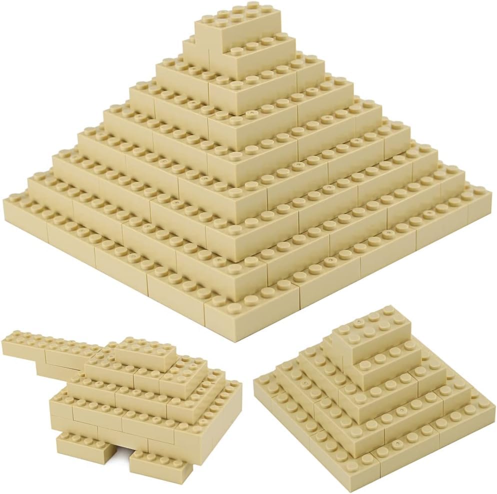 100 Piece Tan Bricks Bulk, Tan 2X4 Building Bricks Flat, Compatible With Lego Parts And Pieces: 2X4 Tan Bricks(Color: Tan)