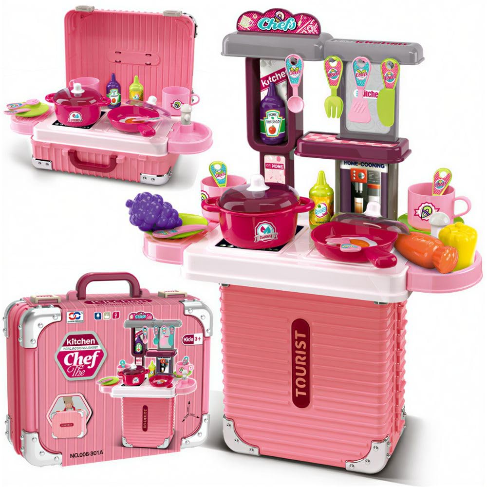 FunBlast Kitchen Set for Kids Toy with Carry Case Pretend Play Toys for 3+ Girls, Boys, Cooking Toys Play Set, Role Play Toys