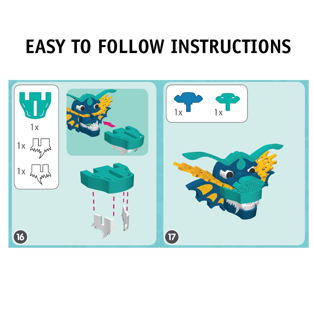 Bloco Toys Aqua & Pyro Dragons | Stem Toy | Legendary Mythical Creatures | Diy Building Construction Set (235 Pieces)