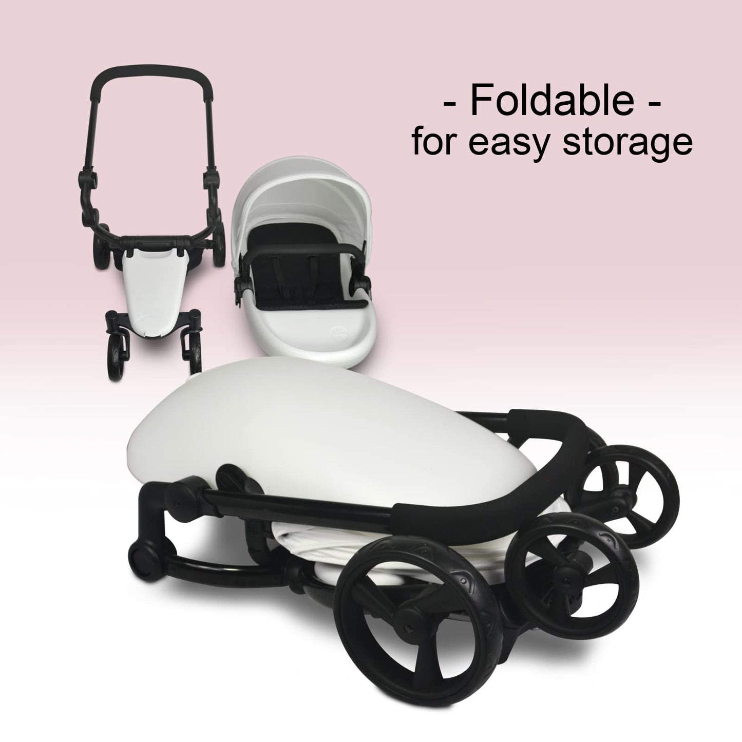 Anivia Luxury Baby Doll Stroller For 18' & 20' Girl Dolls - Doll Stroller With Folding Canopy, Mute Wheels And 2 Storage Baskets, Easy To Assemble