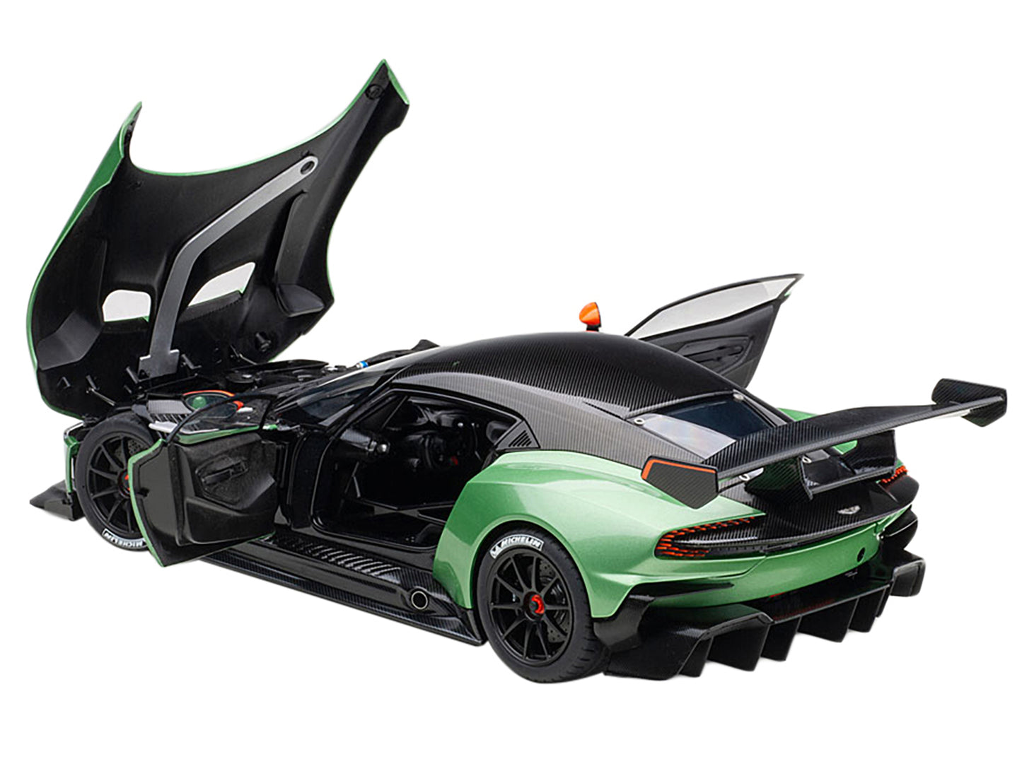 Aston Martin Vulcan Apple Tree Green Metallic With Orange Accents And Carbon Top 1/18 Model Car By Autoart