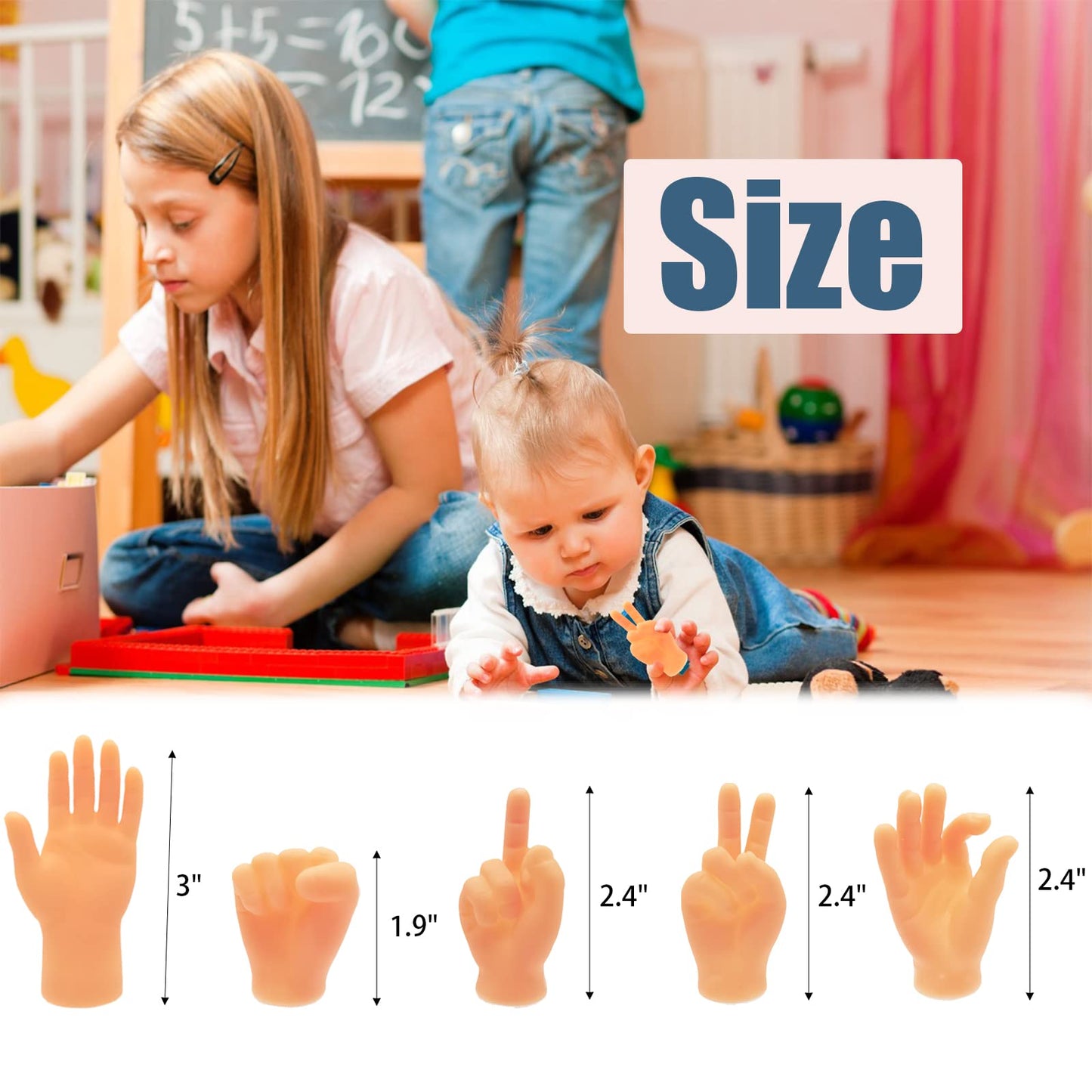 14 Pcs Tiny Finger Hands,Premium Rubber Mini Tiny Finger Hands,Flat Hand Style Mini Hand Finger Puppets For Puppet Show,Gag Performance,Party Favors