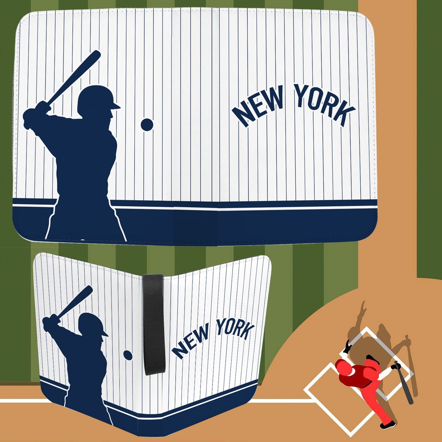 Kivolfun Baseball Card Binder With Sleeves, 900 Pocket, White, New York, 3 Ring, For Collectible Cards, Gift