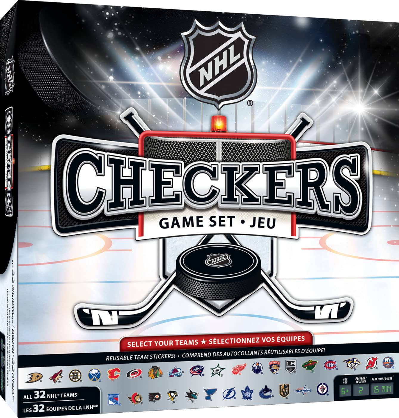 Masterpieces Nhl Full League Version Checkers Board Game Team Color, 13'' X 21''