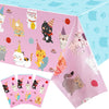 3 PCS Cat Tablecloth for Birthday Party Cat Themed Table Cover Decorations Cat Birthday Party Supplies Pink Tablecloth Kitten De
