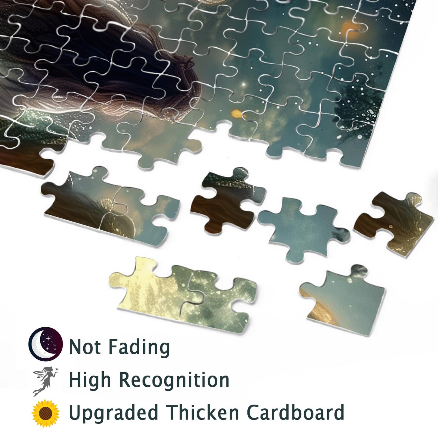 Halloween Moon Witch Puzzles For Adults 1000 Pieces, Horror Fantasy Holiday Jigsaw Puzzles, Flower Witchy Art Puzzle