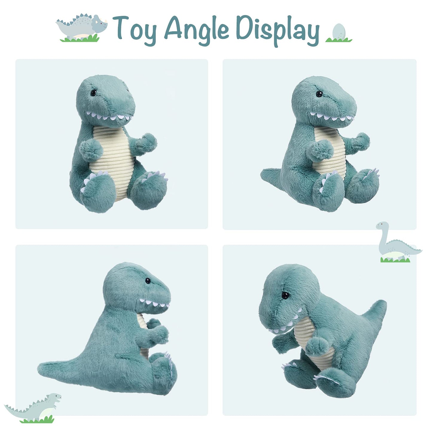 Tcbunny Baby Dinosaur Bedtime Stuffed Animal Plush Toy 12'', Gifts For Birthday, Valentine, Christmas (T-Rex, Blue), (Bpt-0008-B