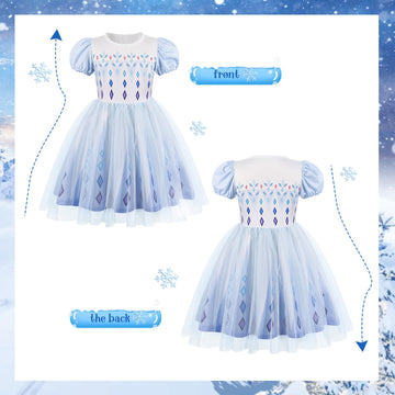 Benylion Princess Dress For Girls Princess Dresses Party Wear Puff Sleeve Tulle Dress For 5-6 Years,White