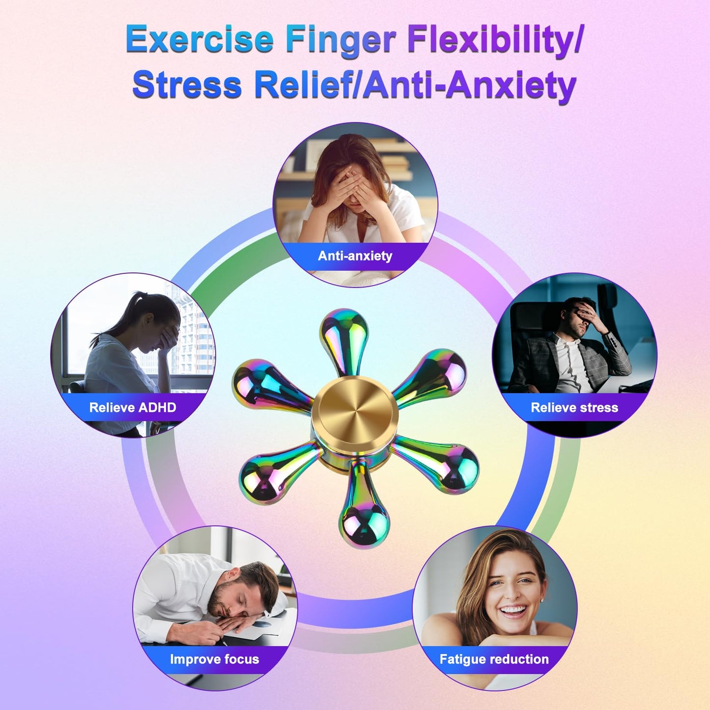 ATESSON Fidget Spinners Toy Ultra Durable Stainless Steel Bearing High Speed 2-5 Min Precision Brass Metal Finger Spinner EDC ADHD Stress Relief Anxiety Relieves Reducer for Kids and mature-themeds