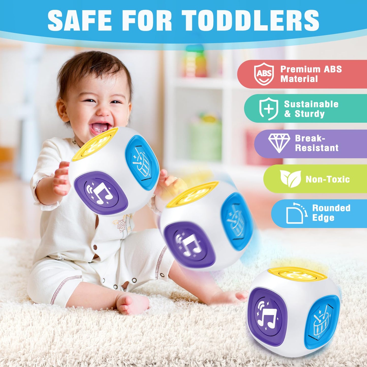 Toys For 1+ Year Old Boy Girl, Bilingual Learning Cube With Music & Light, Early Learning Musical Baby Toys 12-18 Month, Educational Toy For Toddler Age 1-2, Christmas Birthday Gifts For Kids Aged 1+