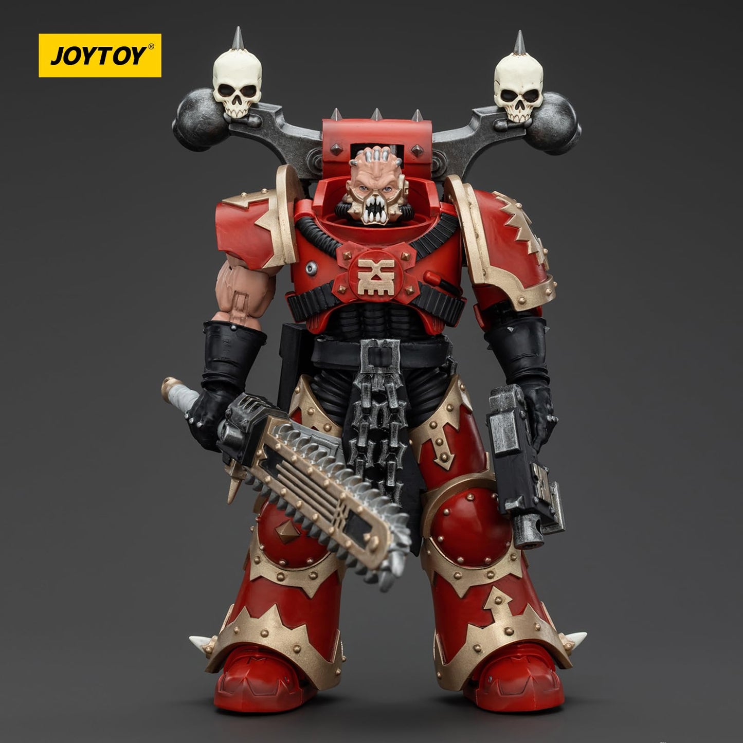 Joytoy Warhammer 40K World Eaters, World Eaters Khorne Berzerker With Eviscerator Chainsword 1/18 Action Figure, Dedicated To Yo
